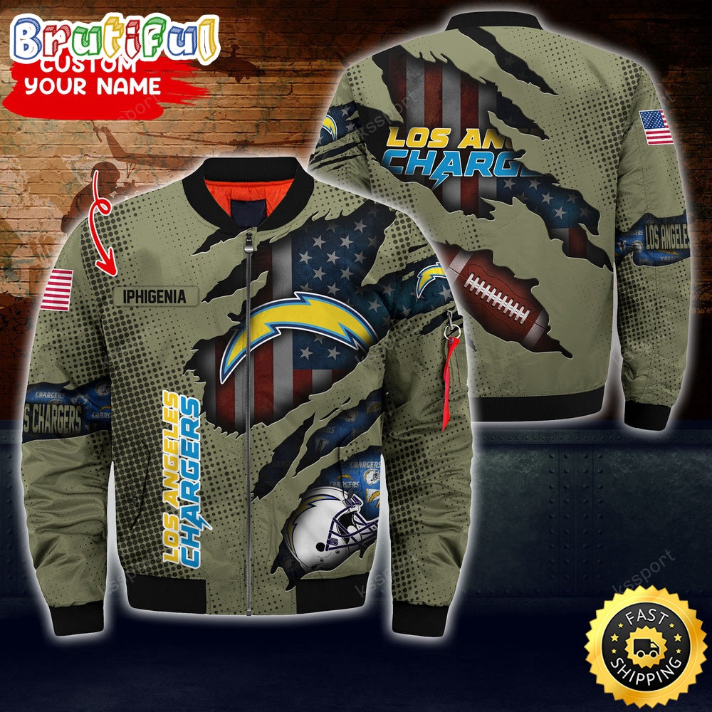 Personalized NFL Los Angeles Chargers Bomber Jacket Iconic Bomber Look