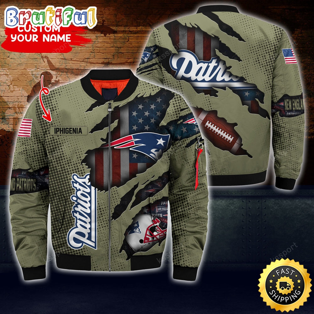 Personalized NFL New England Patriots Bomber Jacket Iconic Bomber Look