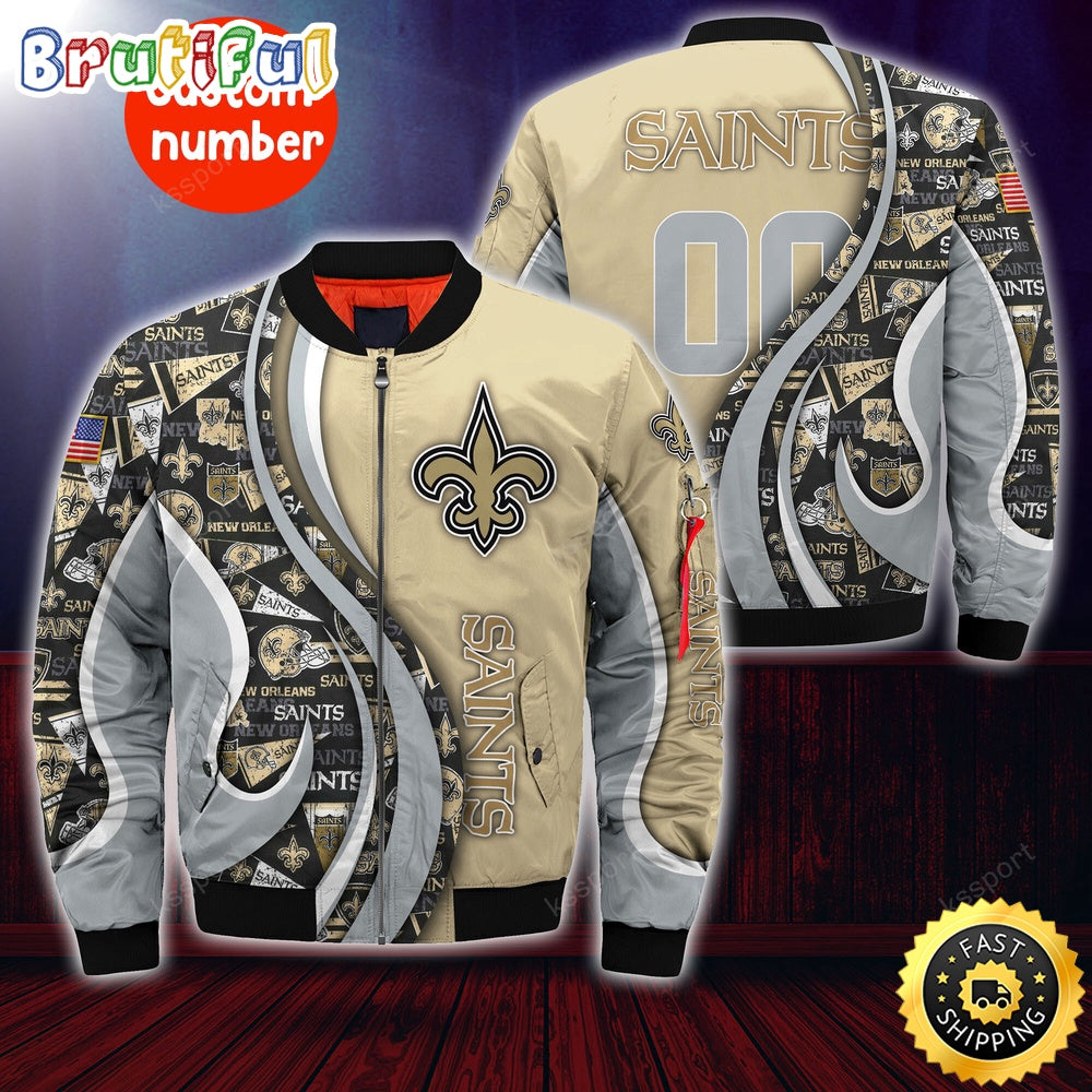Personalized NFL New Orleans Saints Bomber Jacket Urban Bomber Fashion