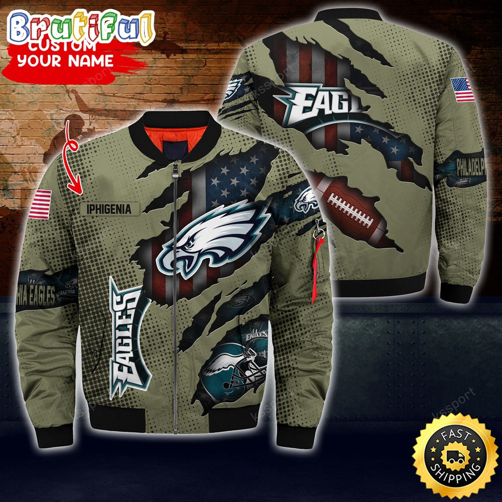 Personalized NFL Philadelphia Eagles Bomber Jacket Iconic Bomber Look
