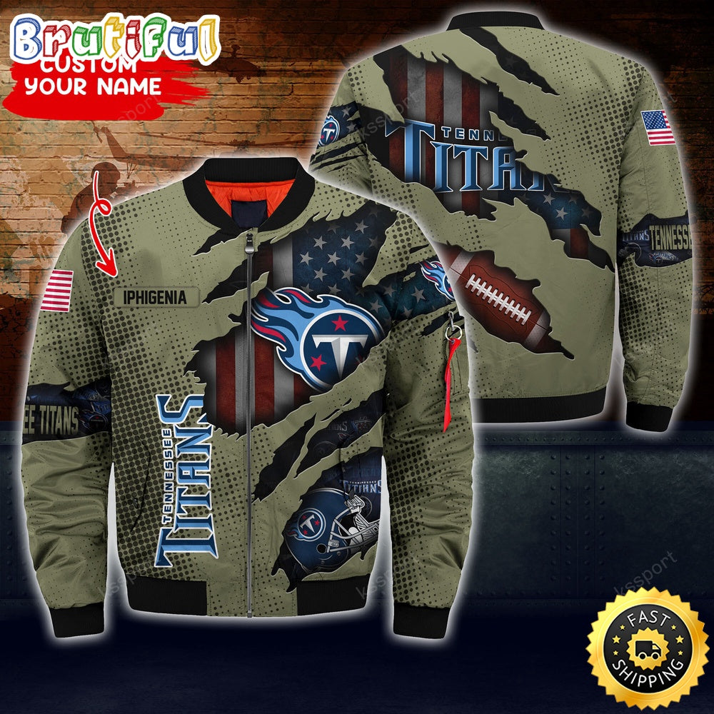 Personalized NFL Tennessee Titans Bomber Jacket Iconic Bomber Look