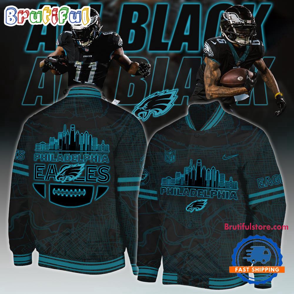 Philadelphia Eagles 2025 Back In Black Baseball Jacket