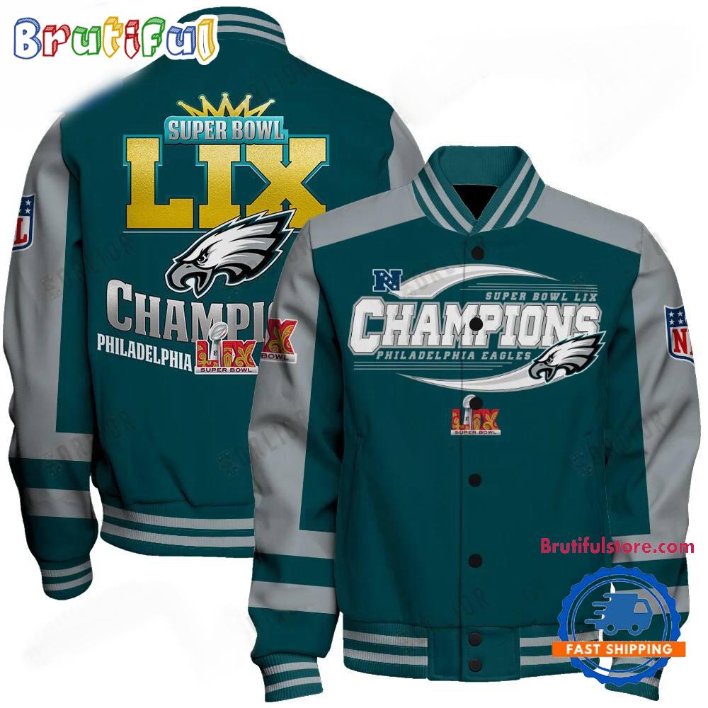 Philadelphia Eagles Super Bowl LIX Victory 2025 Baseball Jacket