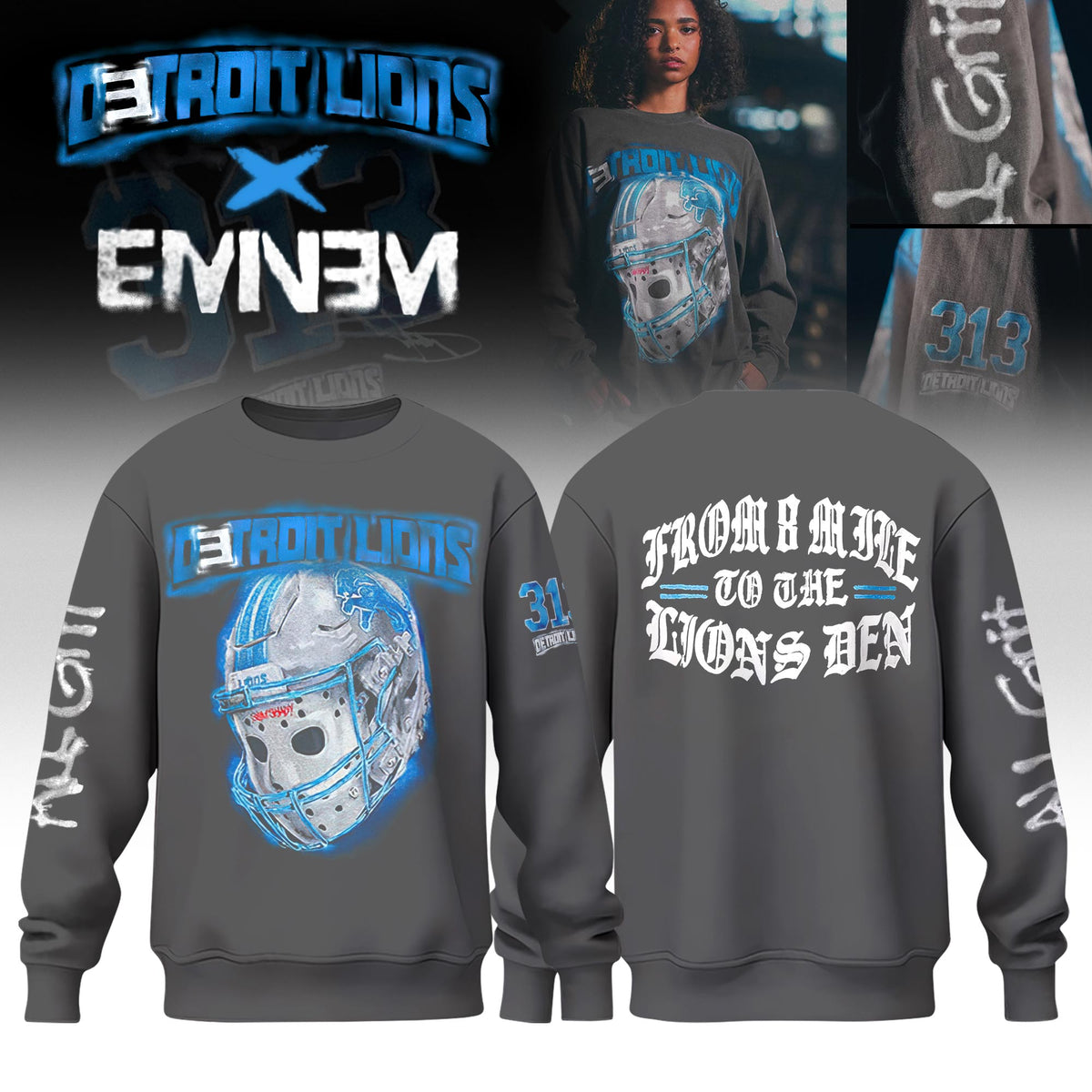 _ .Eminem x Detroit Lions "Thanksgiving Halftime Show" Limited Edition Sweatshirt