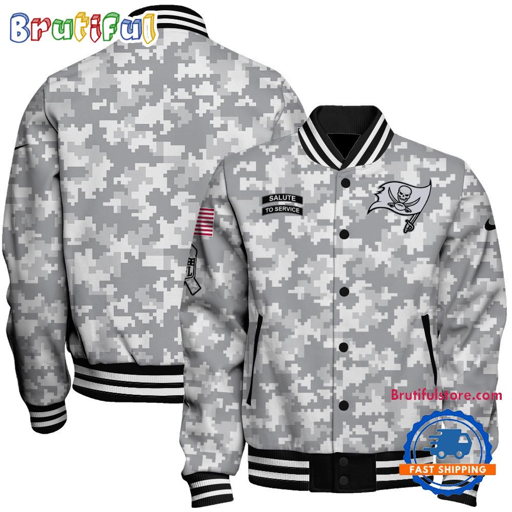 Tampa Bay Buccaneers National Football League Arctic Camo Salute To Service Veterans Varsity Jacket
