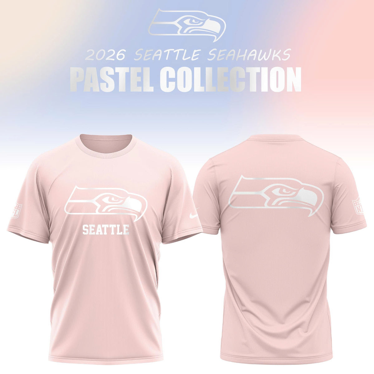 Seattle Seahawks 2026 Travel Pastels Tshirt - Light Pink