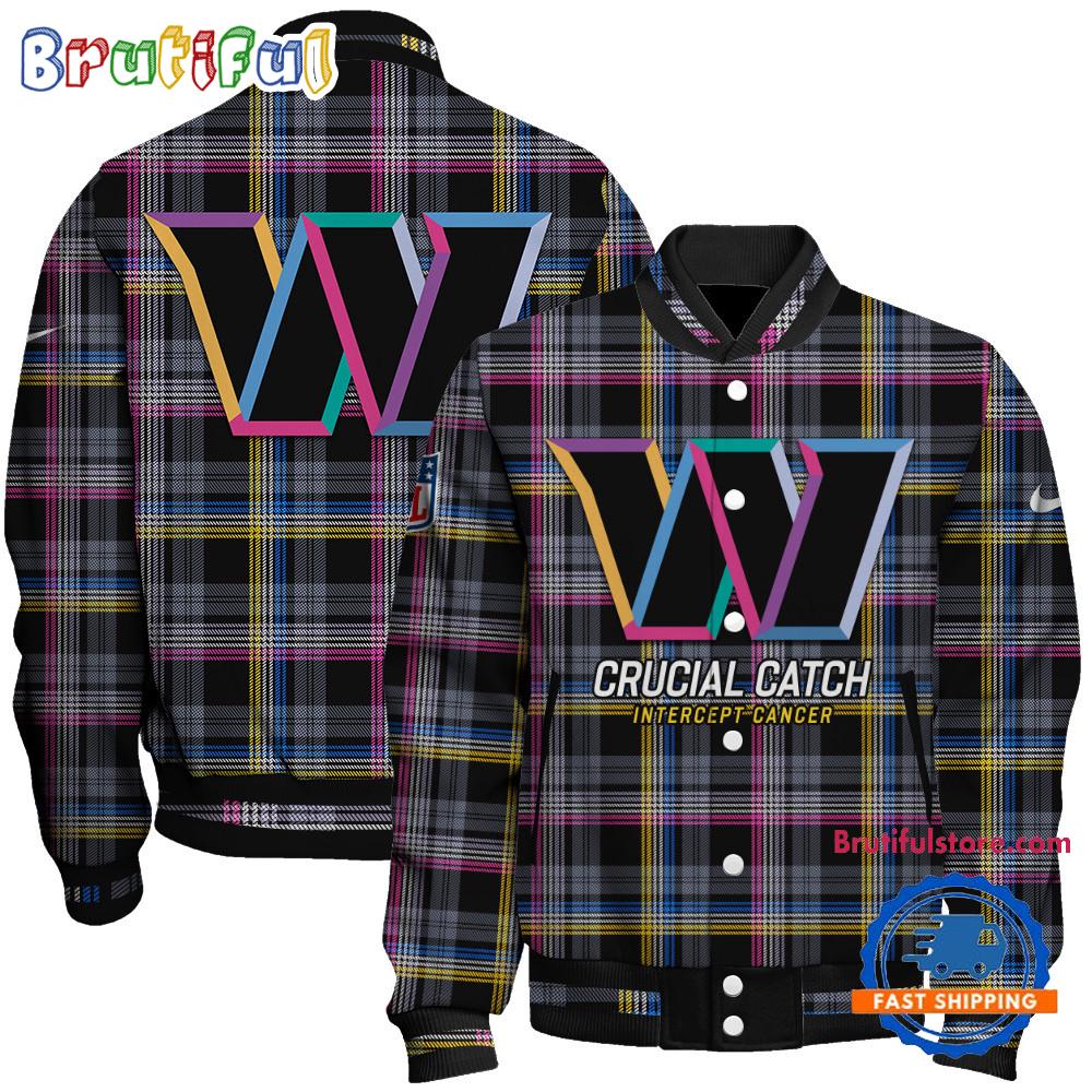 Washington Commanders National Football League Crucial Catch Intercept Cancer Unisex Varsity Jacket