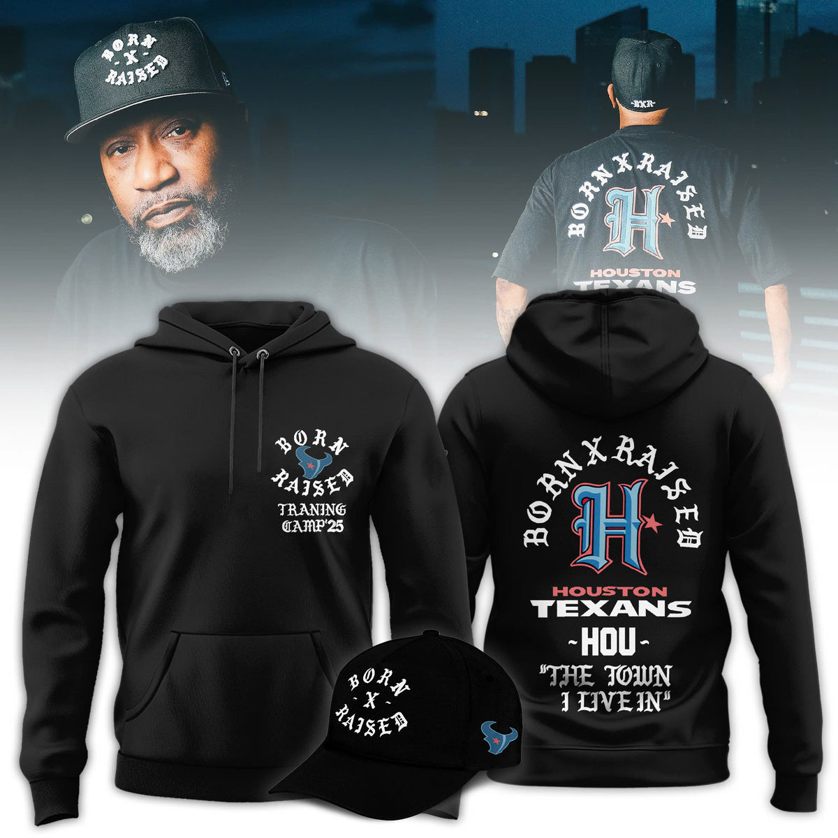 Born x Raised Texans Training Camp Limited Edition Hoodie -Black