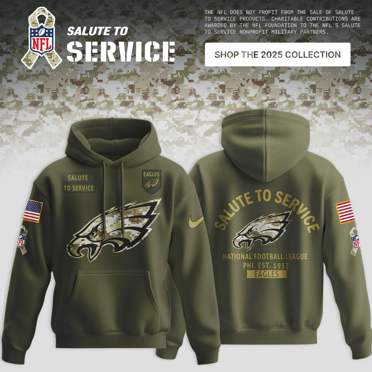 _Philadelphia Eagles Olive 2025 NFL Salute to Service Limited Hoodie