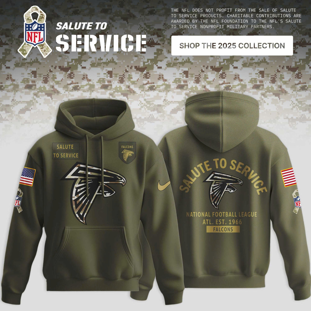 _ Atlanta Falcons Olive 2025 NFL Salute to Service Limited Hoodie
