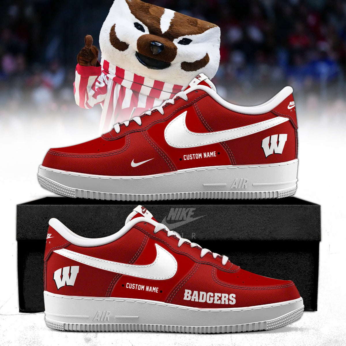 _Wisconsin Badgers NCAA Special Edition AF1 Sneakers
