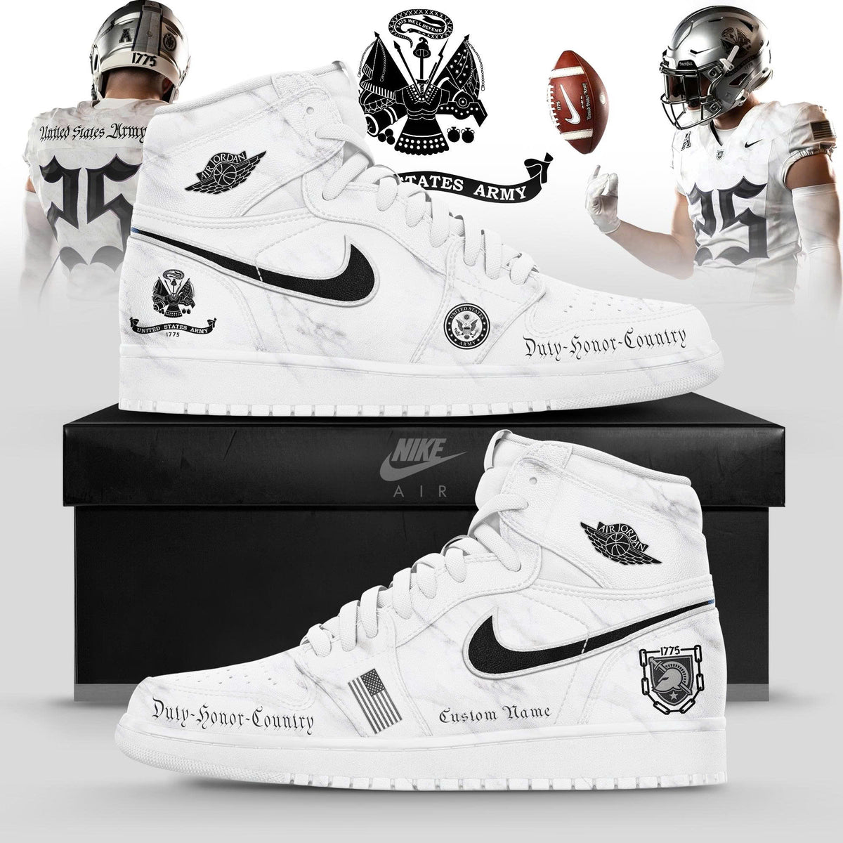 _ Army Black Knights Army 250 Custom AJ1 Sneaker