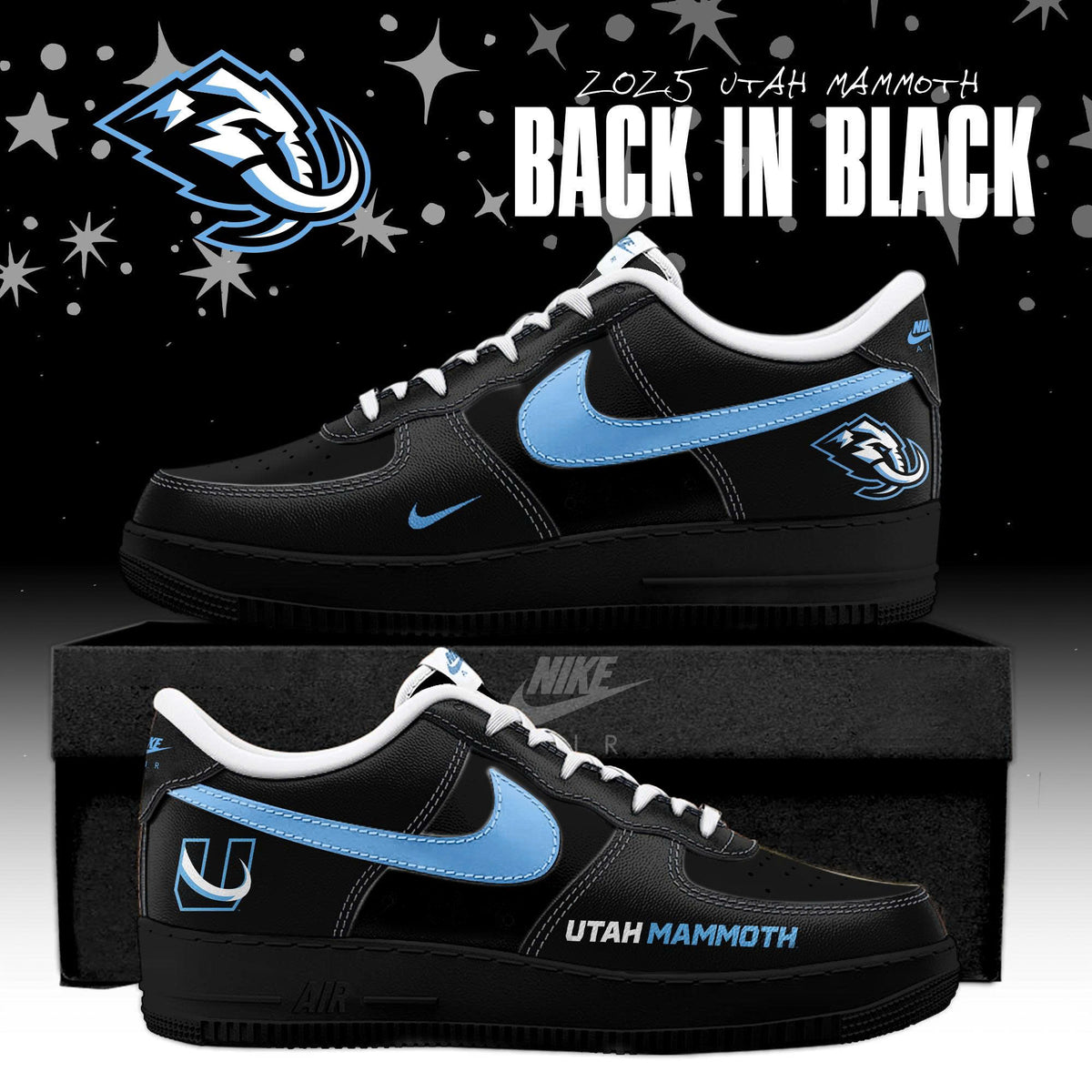 _ Utah Mammoth x Back In Black  Special Edition AF1 Sneakers