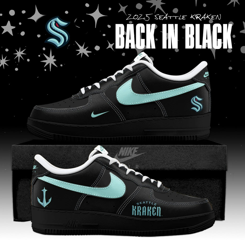 _ Seattle Kraken Back In Black Special Edition AF1 Sneakers
