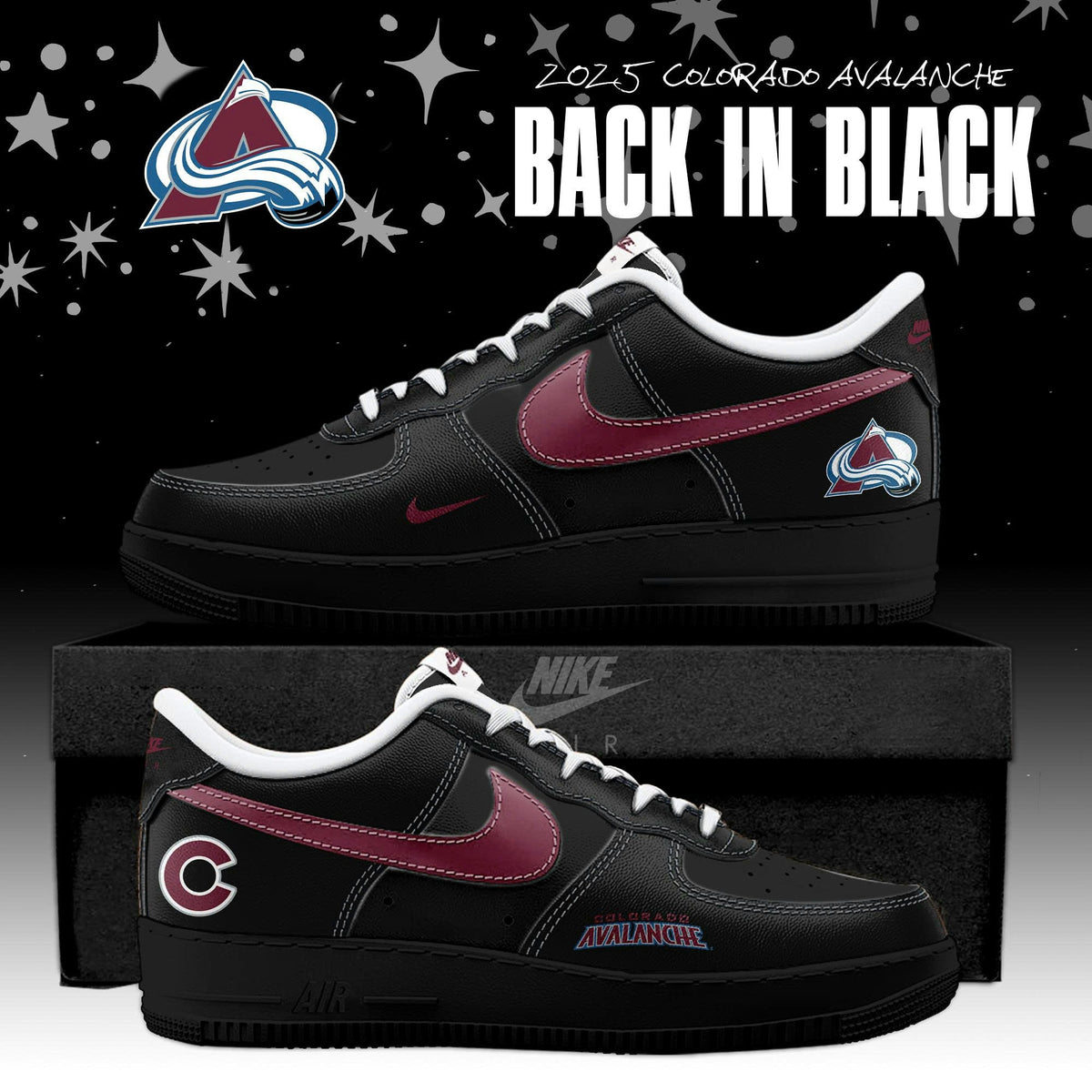 _ Colorado Avalanche Back In Black Special Edition AF1 Sneakers