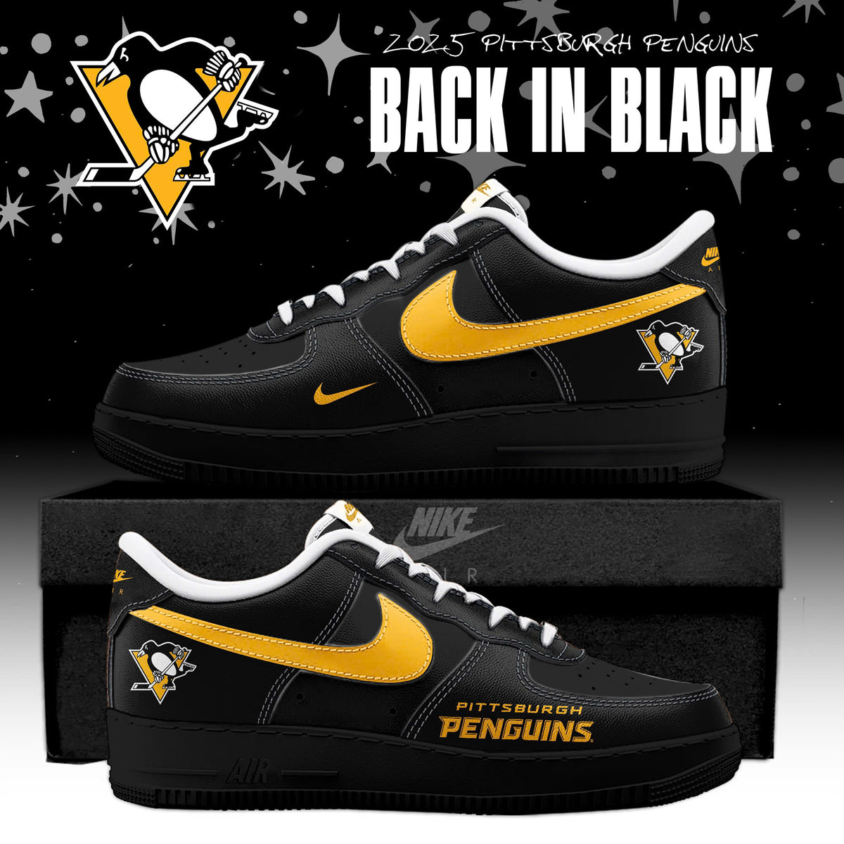 _ Pittsburgh Penguins Back In Black Special Edition AF1 Sneakers