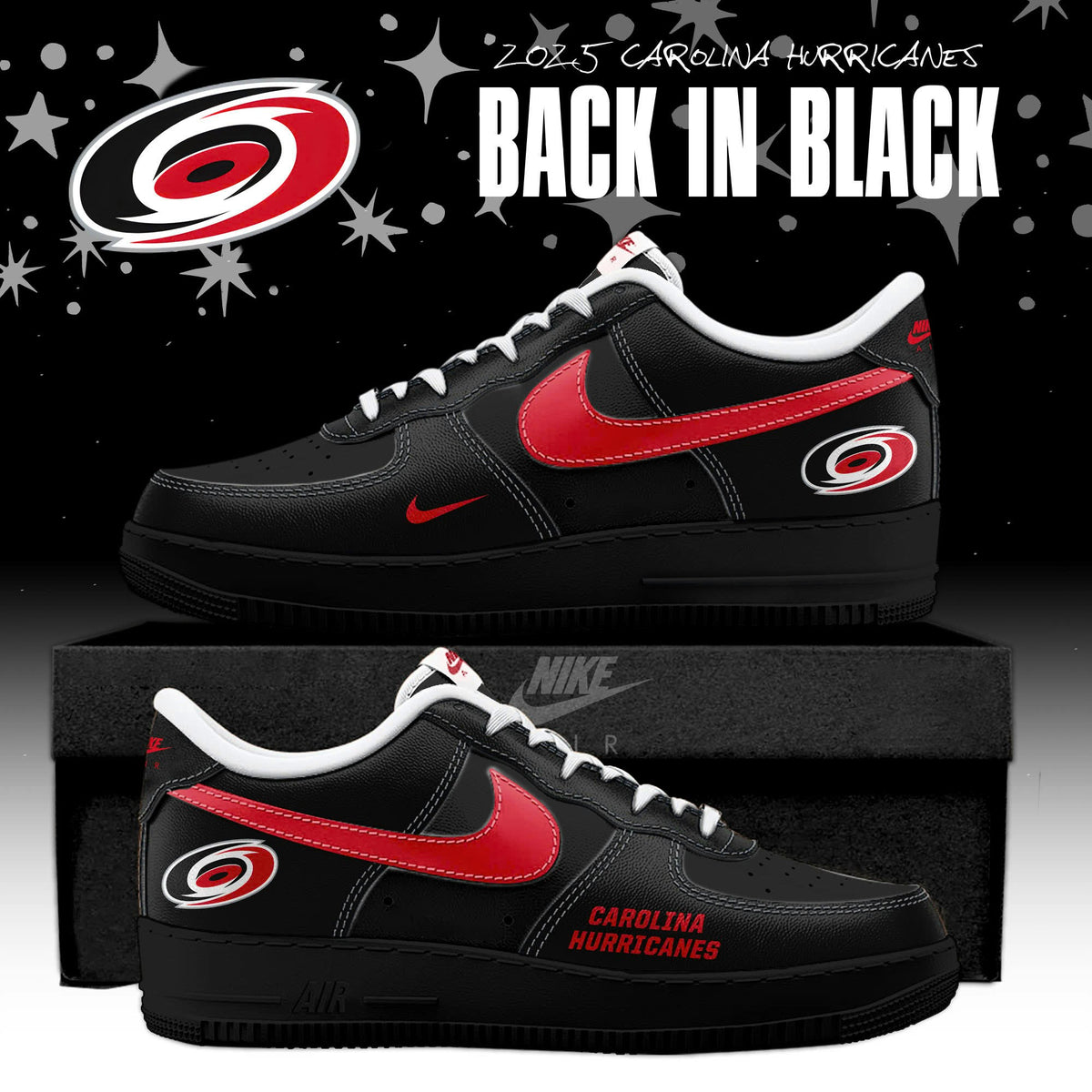 Carolina Hurricanes Back In Black Special Edition AF1 Sneakers