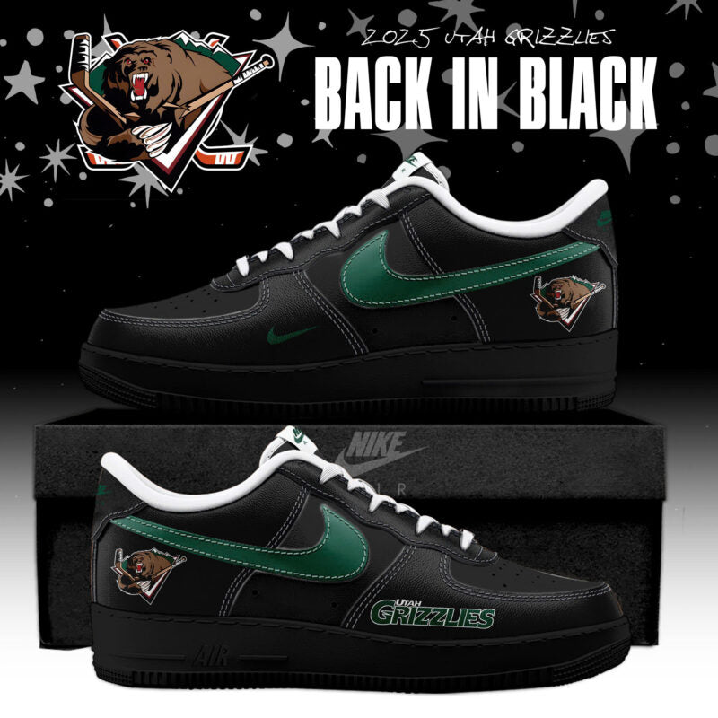 Utah Grizzlies Back In Black Special Edition AF1 Sneakers
