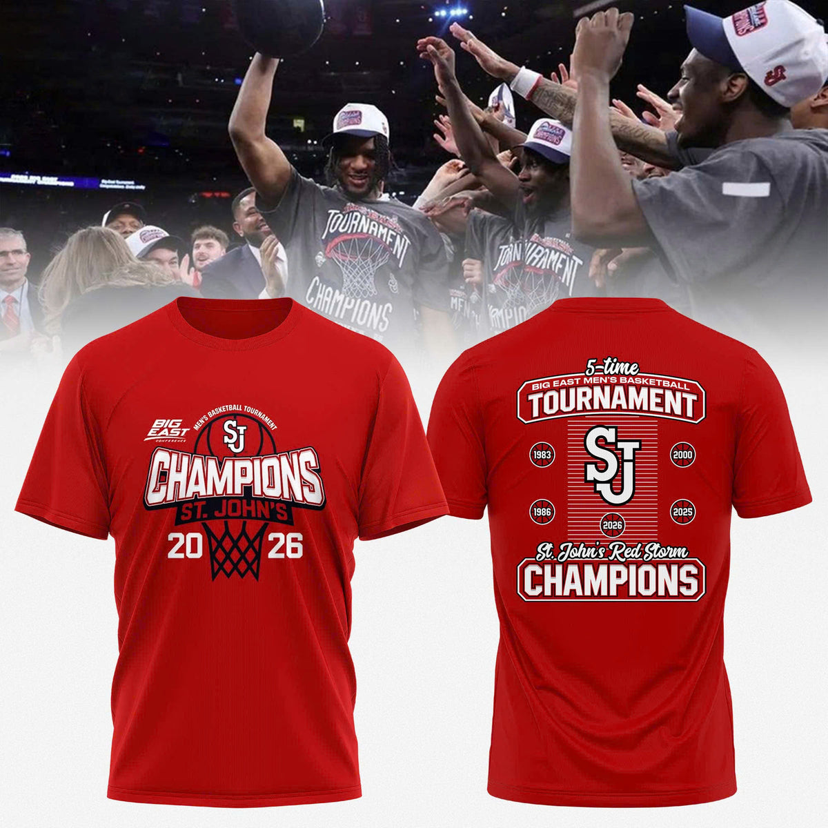 St. John's 2026 Big East Men's Basketball Tournament Champions T-shirt