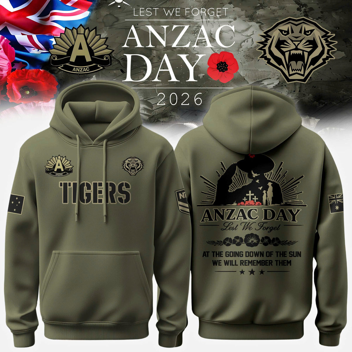 Wests Tigers Anzac Day Hoodie
