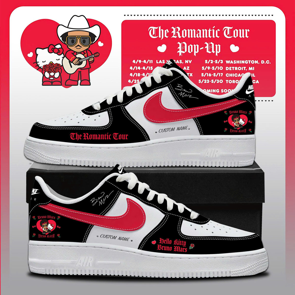 _ BM x HK "The Romantic Tour"  Limited Edition AF1 Sneakers
