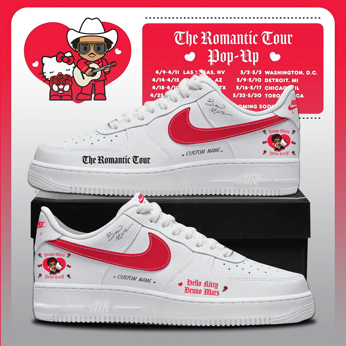_ BM x HK "The Romantic Tour"  Limited Edition AF1 Sneakers