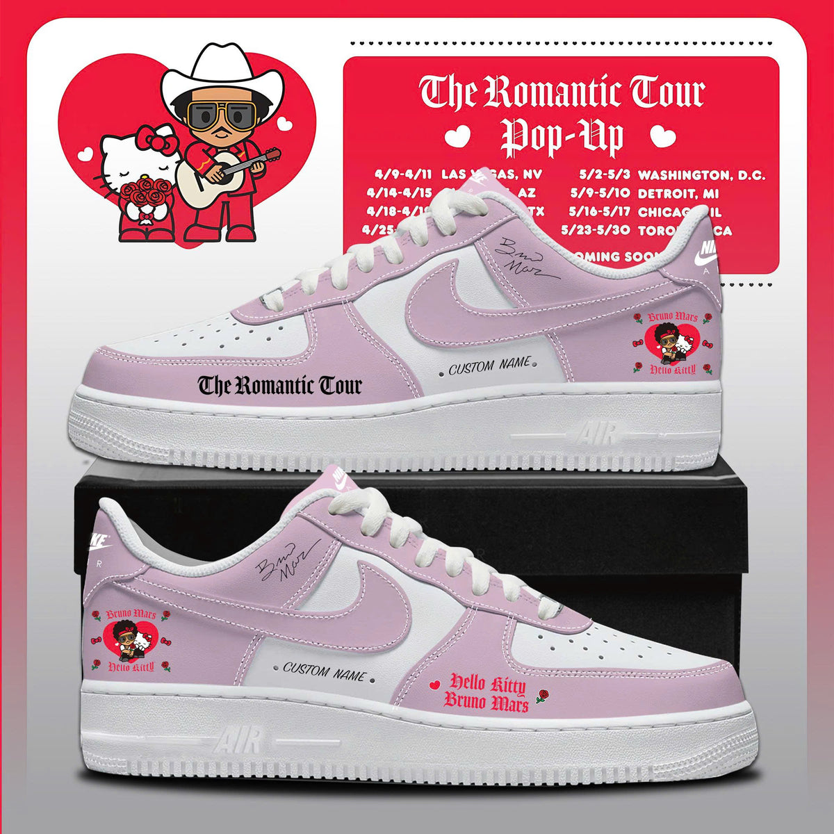 _ BM x HK "The Romantic Tour"  Limited Edition AF1 Sneakers