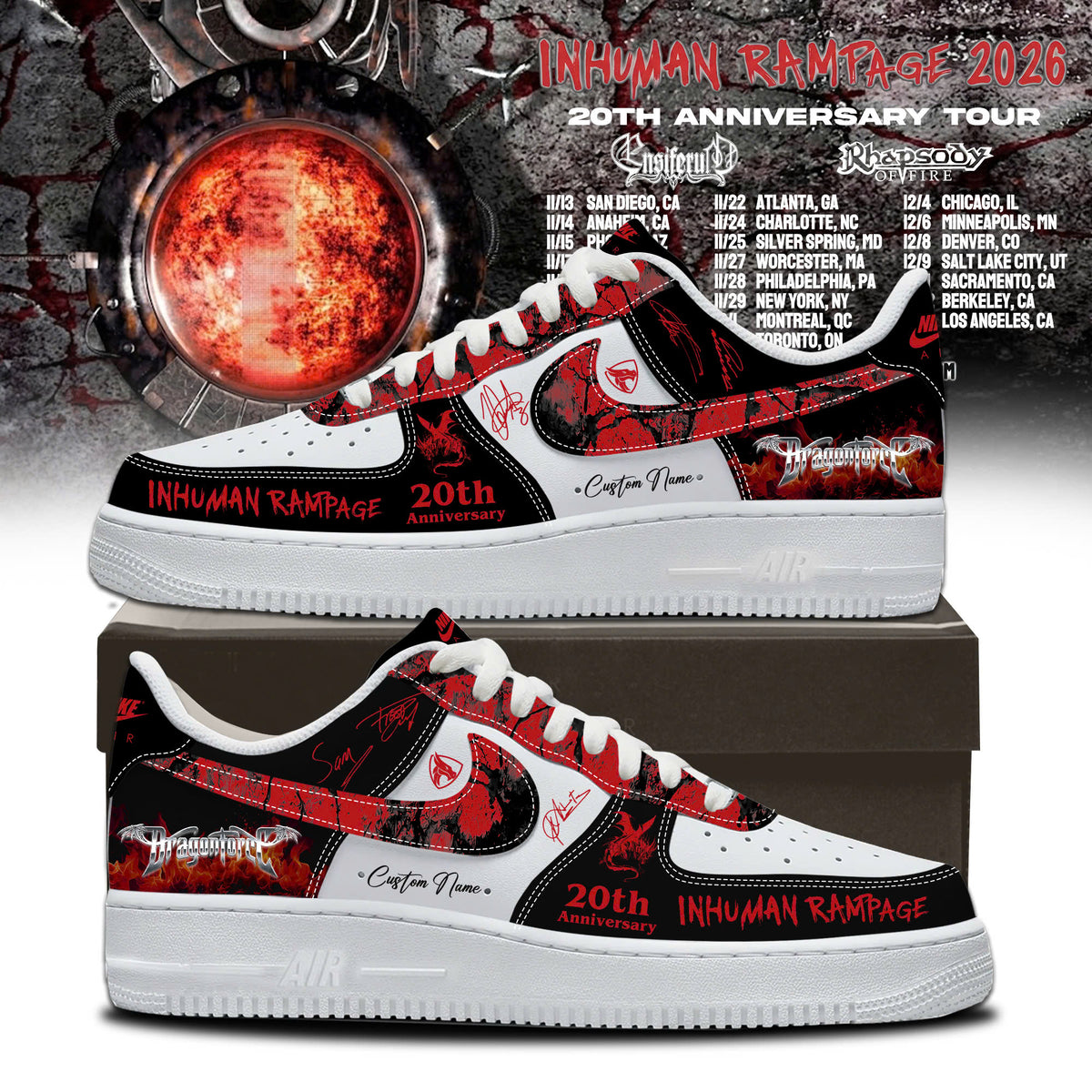 Inhuman Rampage 20th Anniversary Limited Edition AF1 Sneakers