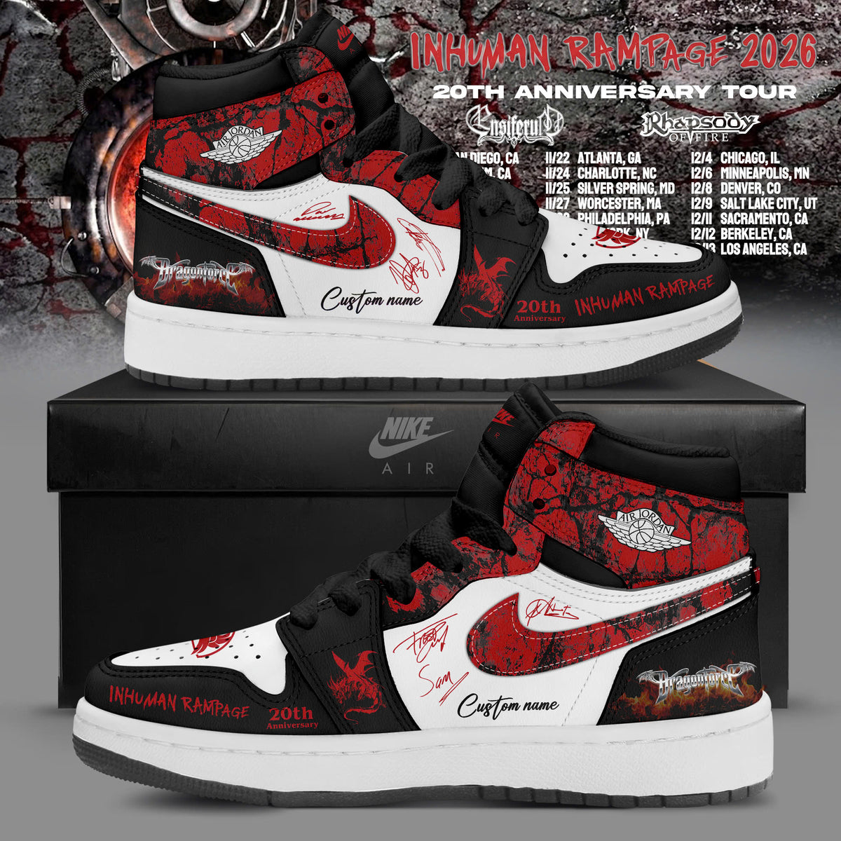 Inhuman Rampage 20th Anniversary Limited Edition AJ1 Sneakers